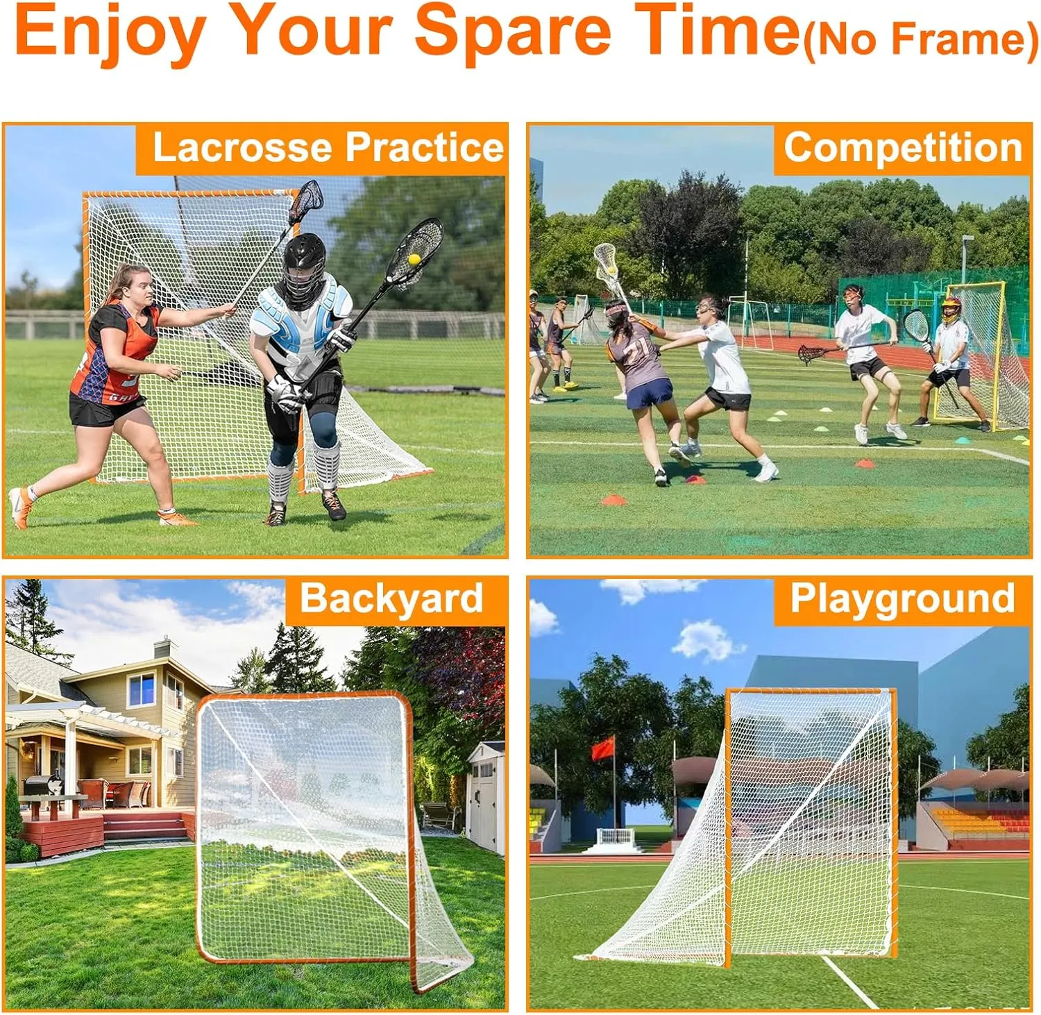 1/2Pcs 4/5/6mm 6’X6’X7’ Heavy Duty Lacrosse Goal Net with 1/2XRandom Color Installation Tool and 2/4X49ft Lacrosse Net Lacing Rope Lacrosse Replacement Net for Lacrosse Practice，Competition