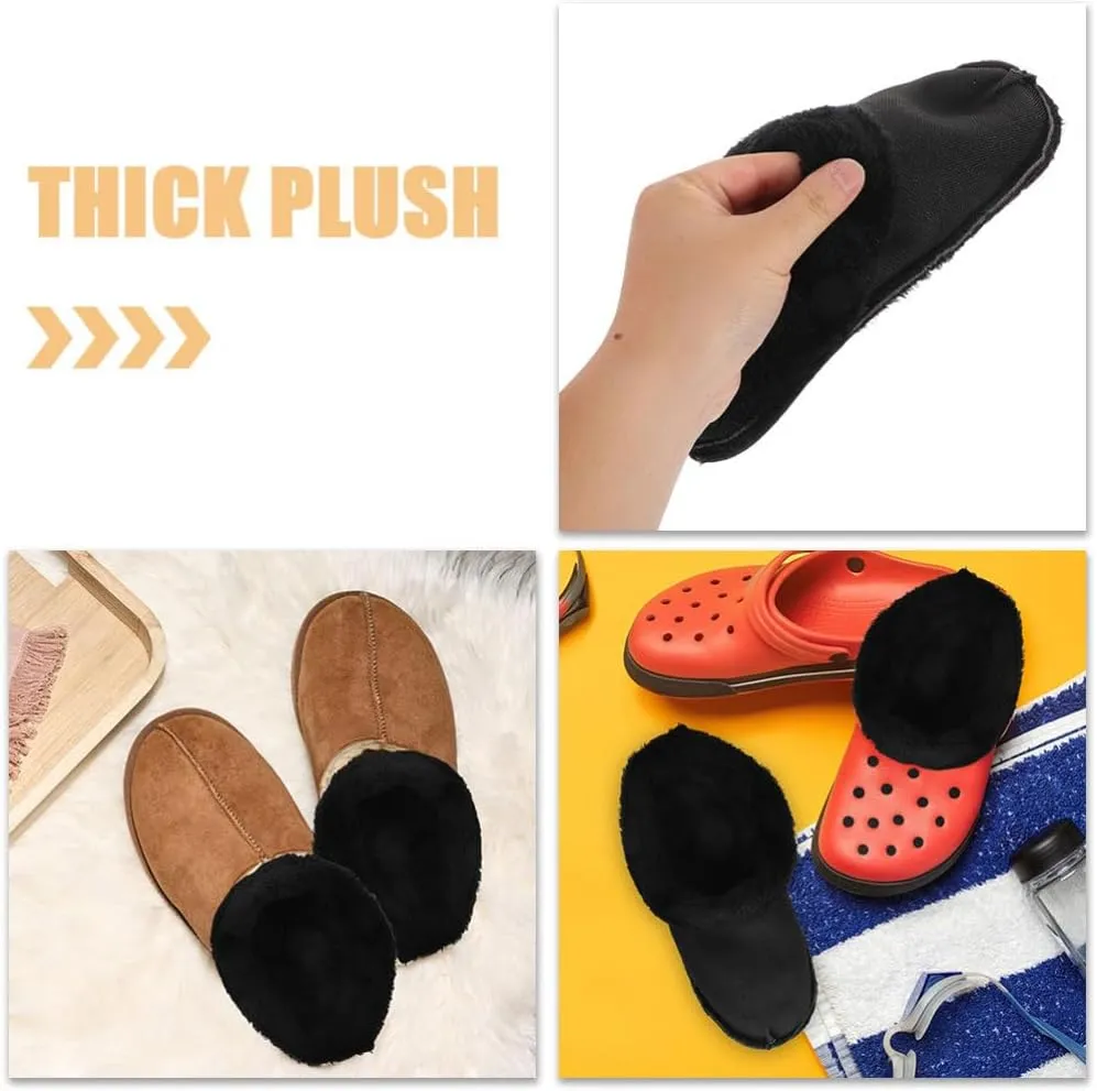 2 Pairs Shoes Warm Liner Detachable Winter Clog Slipper Liner Removable Replacement Cozy Breathable Inner Soles Socks Shoes Insoles Furry Insert (EU 22-23)