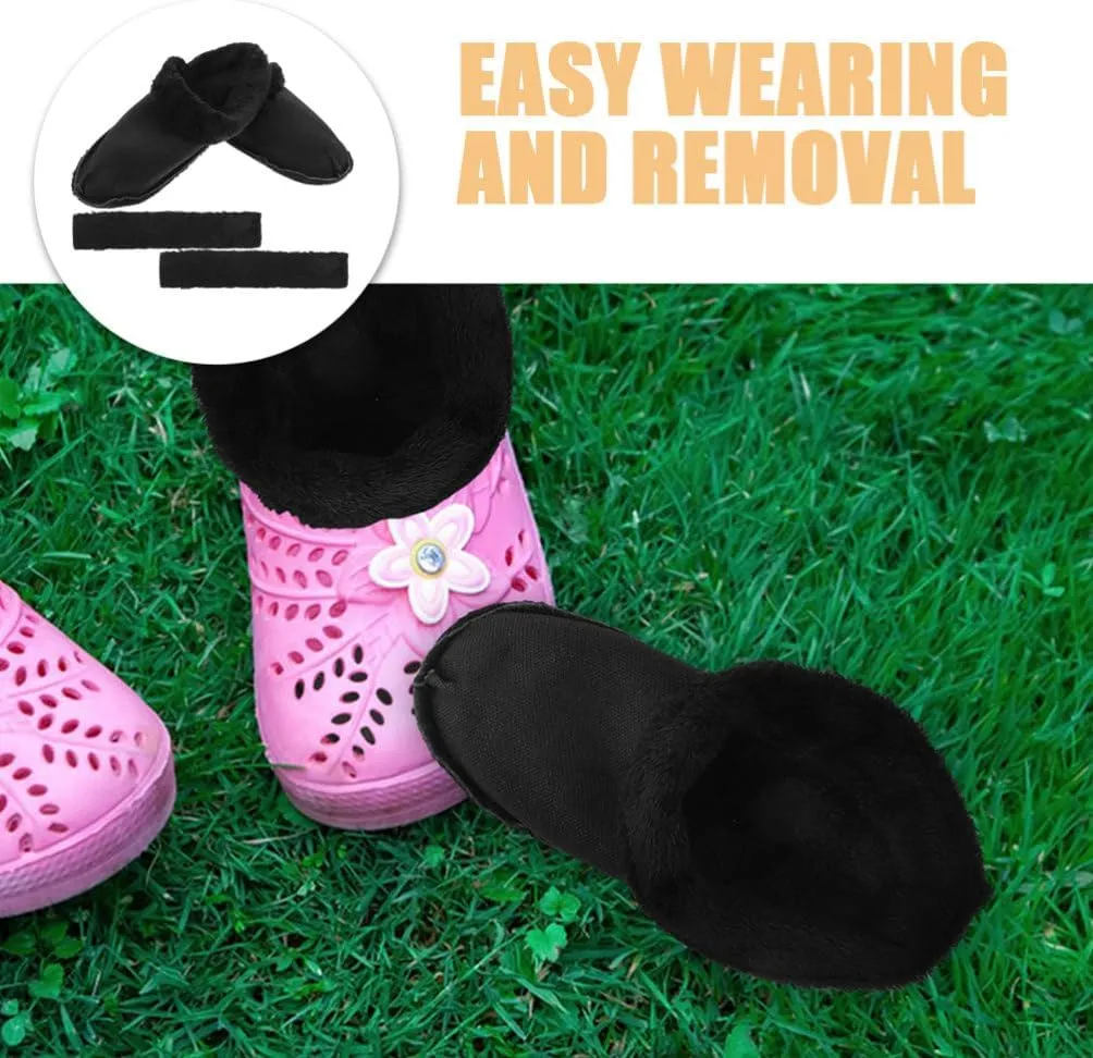 2 Pairs Shoes Warm Liner Detachable Winter Clog Slipper Liner Removable Replacement Cozy Breathable Inner Soles Socks Shoes Insoles Furry Insert (EU 22-23)