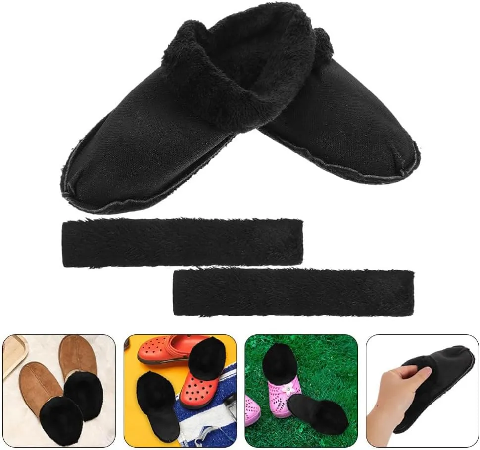 2 Pairs Shoes Warm Liner Detachable Winter Clog Slipper Liner Removable Replacement Cozy Breathable Inner Soles Socks Shoes Insoles Furry Insert (EU 22-23)