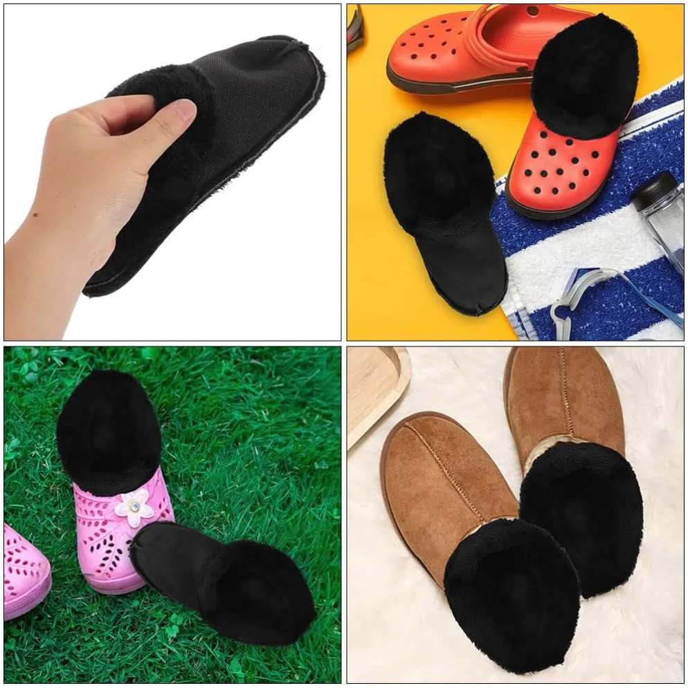 2 Pairs Shoes Warm Liner Detachable Winter Clog Slipper Liner Removable Replacement Cozy Breathable Inner Soles Socks Shoes Insoles Furry Insert (EU 22-23)