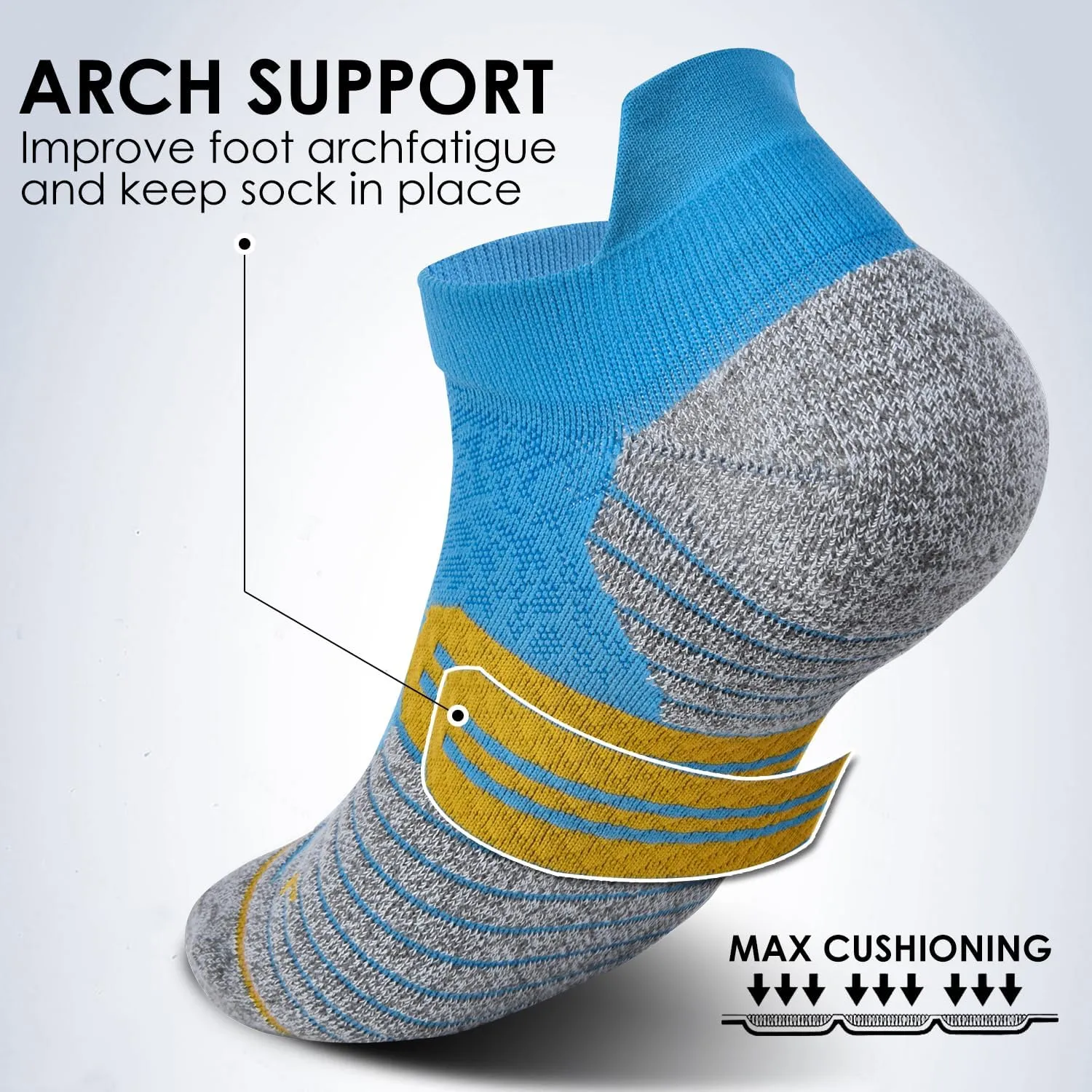 3 Pairs Ankle Compression Socks For Women Men Cushioned Running Trainer Socks Plantar Fasciitis Neuropathy Socks