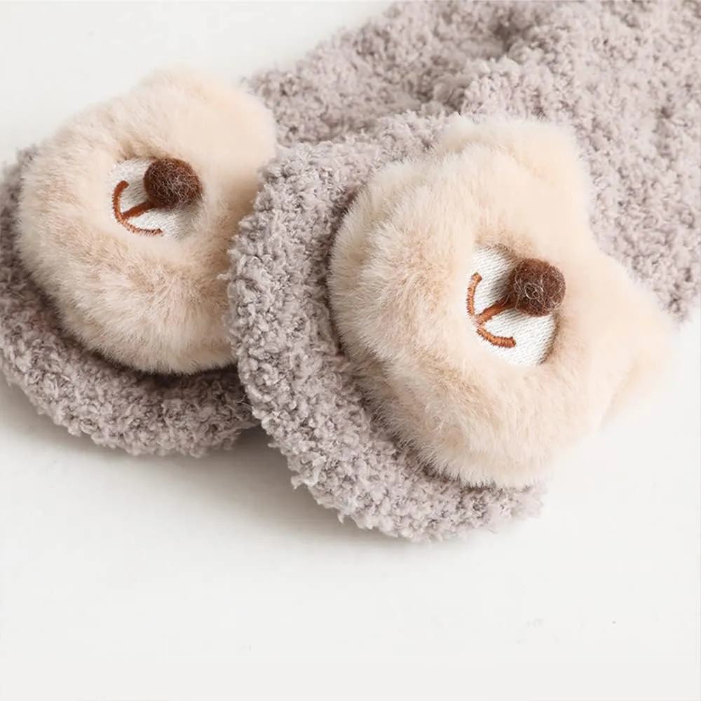 3D Baby Winter Fluffy Fuzzy Slipper Socks, 3Pairs Cute Animal Fuzzy Home Slipper Socks for Boy Girls