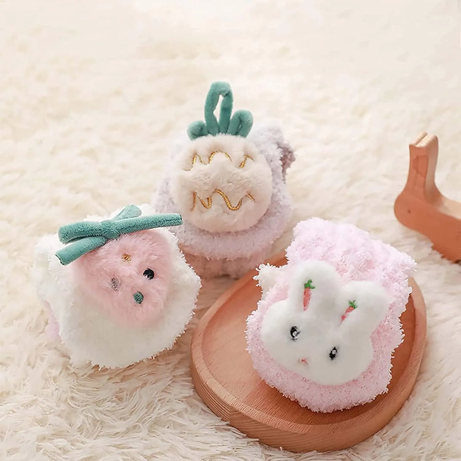 3D Baby Winter Fluffy Fuzzy Slipper Socks, 3Pairs Cute Animal Fuzzy Home Slipper Socks for Boy Girls