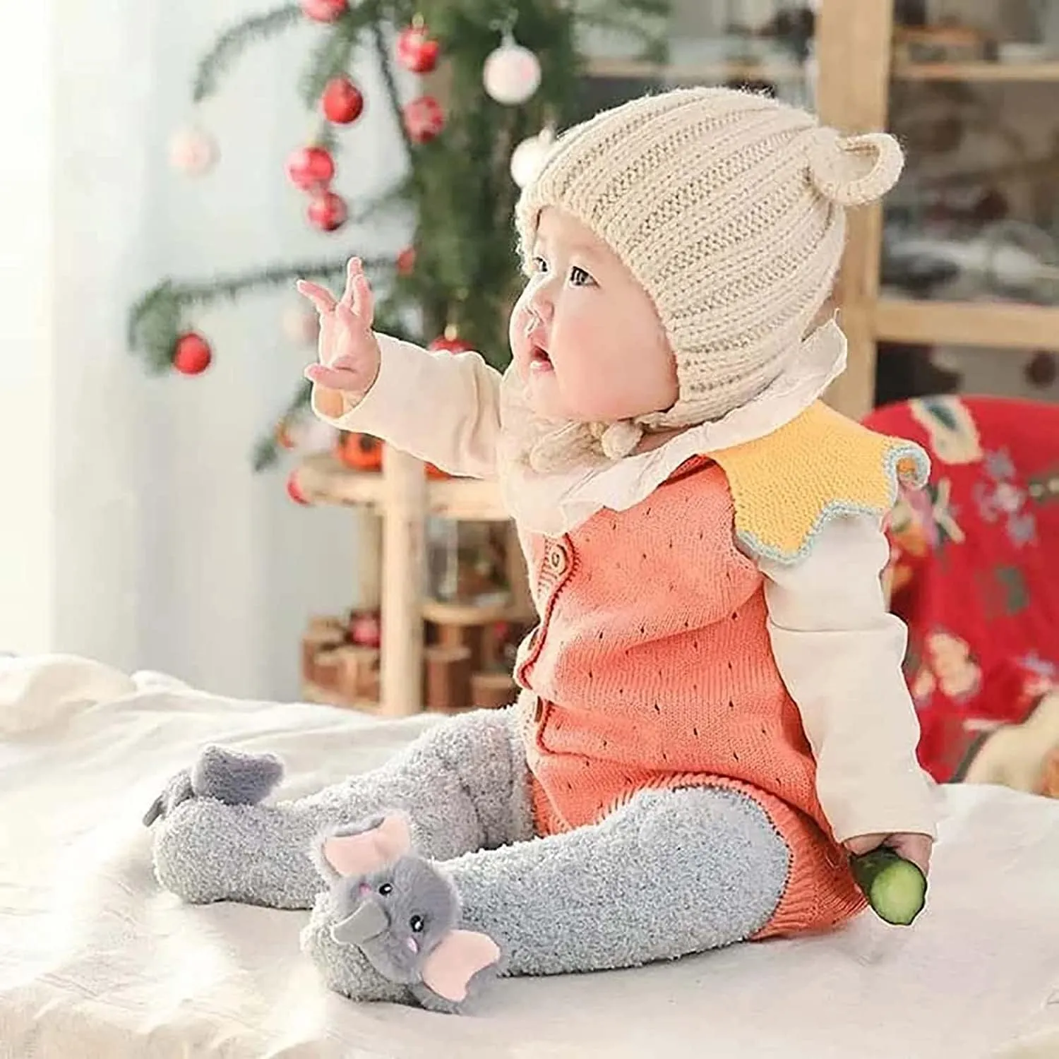 3D Baby Winter Fluffy Fuzzy Slipper Socks, 3Pairs Cute Animal Fuzzy Home Slipper Socks for Boy Girls