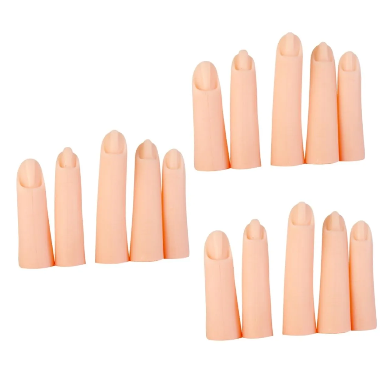 3sets Professional Hand Nail Practice Tool Realistic Fake Fingers Silicone Nail Art Finger Trainer 5pcs*3