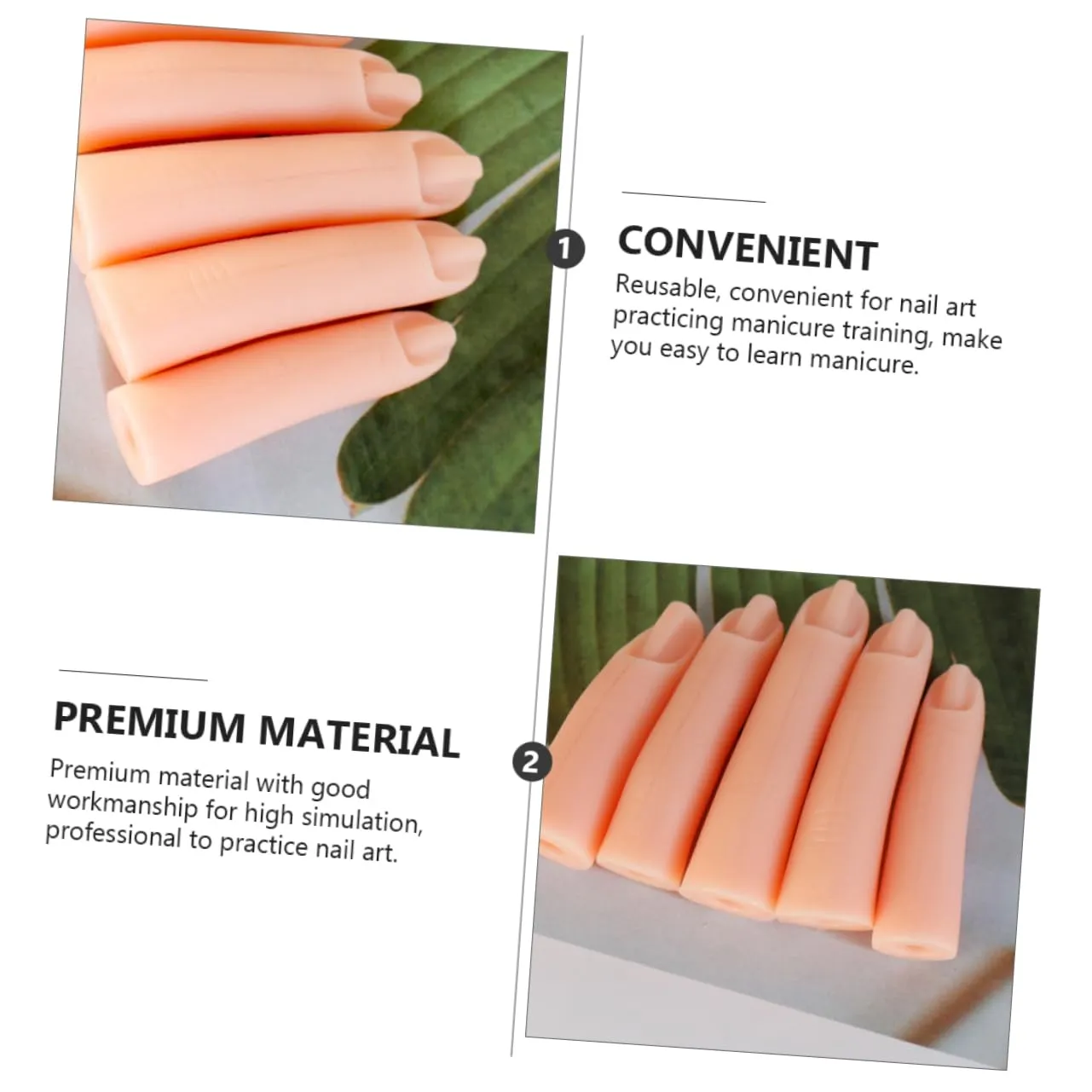 3sets Professional Hand Nail Practice Tool Realistic Fake Fingers Silicone Nail Art Finger Trainer 5pcs*3