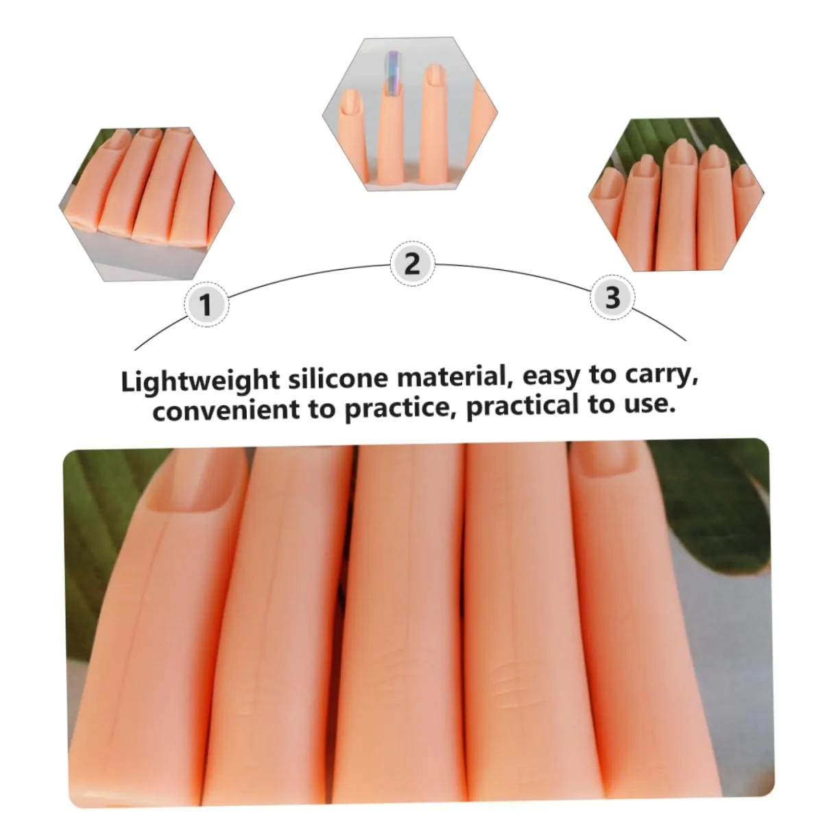 3sets Professional Hand Nail Practice Tool Realistic Fake Fingers Silicone Nail Art Finger Trainer 5pcs*3