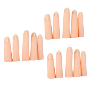 3sets Professional Hand Nail Practice Tool Realistic Fake Fingers Silicone Nail Art Finger Trainer 5pcs*3