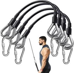 4 Pcs Gym Cable Extension,10" cable attachments for gym with Carabiner Fitness Home Gym Machine Accessories Replacement Gym Cable Extension Rope for LAT/Tricep Pull Down Leg Extensions Machine