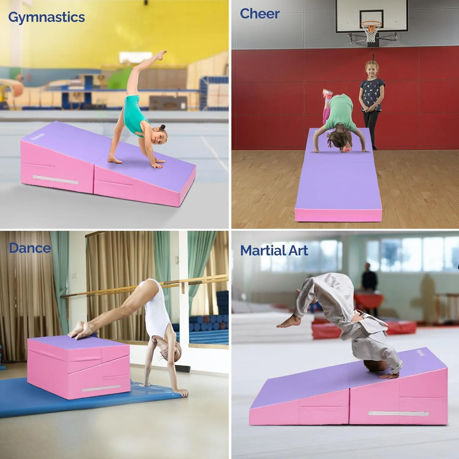 48"x24"x14" Tumbling Mat - Folding Gymnastics Cheese Wedge Mat for Kids, Girls Home Training