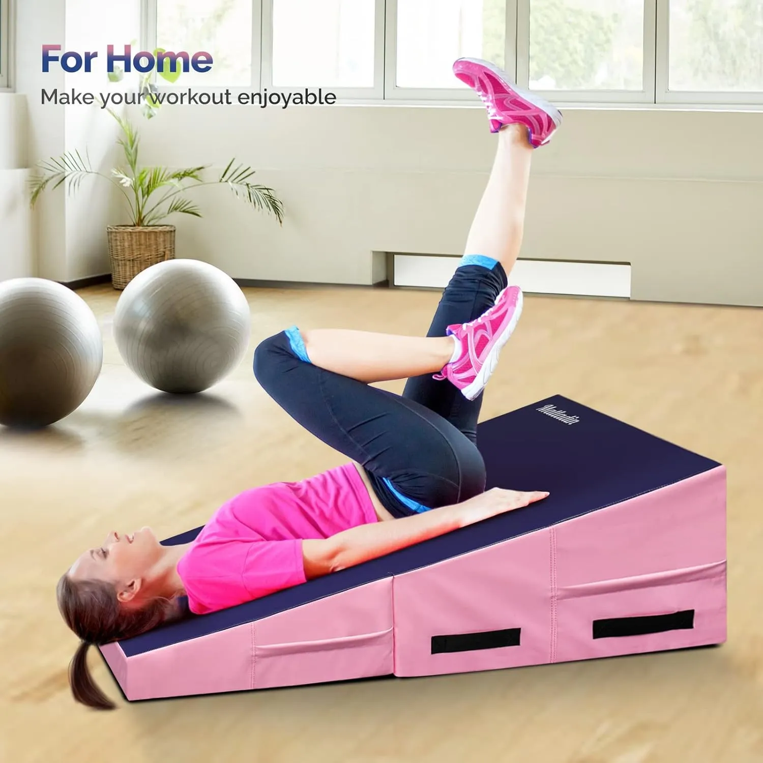 48"x24"x14" Tumbling Mat - Folding Gymnastics Cheese Wedge Mat for Kids, Girls Home Training