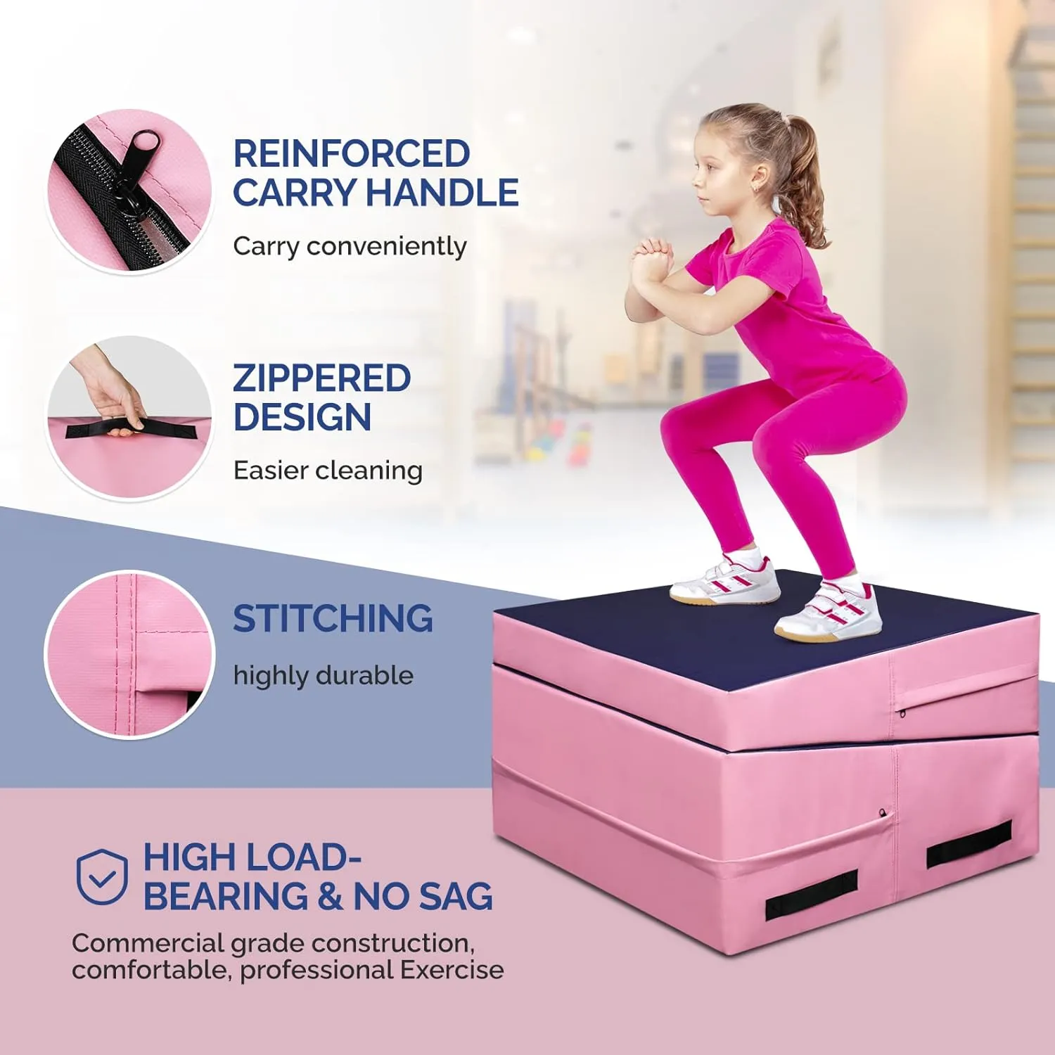 48"x24"x14" Tumbling Mat - Folding Gymnastics Cheese Wedge Mat for Kids, Girls Home Training
