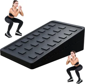 Adjustable Squat Wedge Set, Non-Slip Calf Stretch Slant Board for Heel Elevated Squats, Mobility & Strength, 3 Heights (3.3-8.3cm), Durable Rubber, Storage Bag