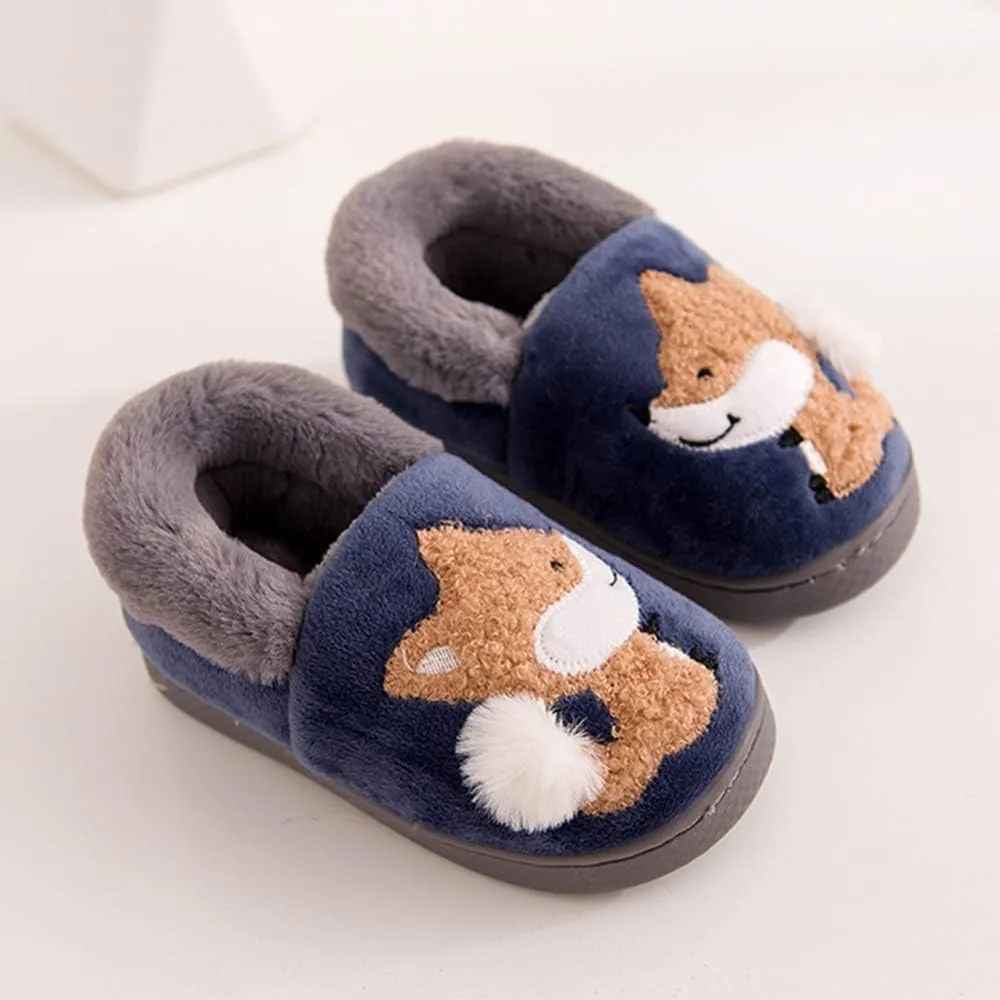 Ainikas Toddler Boys Girls Slippers Fluffy Little Kids House Slippers Warm Fur Cute Animal Home Slipper