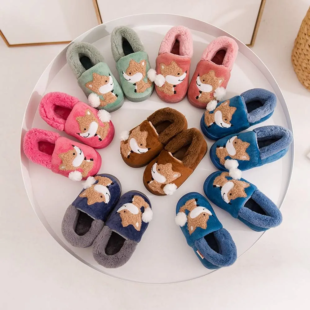 Ainikas Toddler Boys Girls Slippers Fluffy Little Kids House Slippers Warm Fur Cute Animal Home Slipper