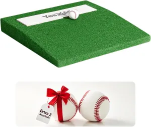 All-Weather Portable Pitching Mounds for Baseball with Antifade Turf, 2 Baseballs, 4'' Pitchers Mound with Regulation Pitching Rubber - Youth Indoor and Outdoor Pitching Trainer 30 x 30 x 4 Inch