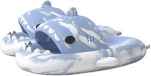 allgala Shark Slides for Women Men and Big Kids Novelty Soft Slippers Open Toe Shark Sandals Cushioned Slides Beach Pool Shower Cruise Slippers with Comfy Cushioned Thick Sole