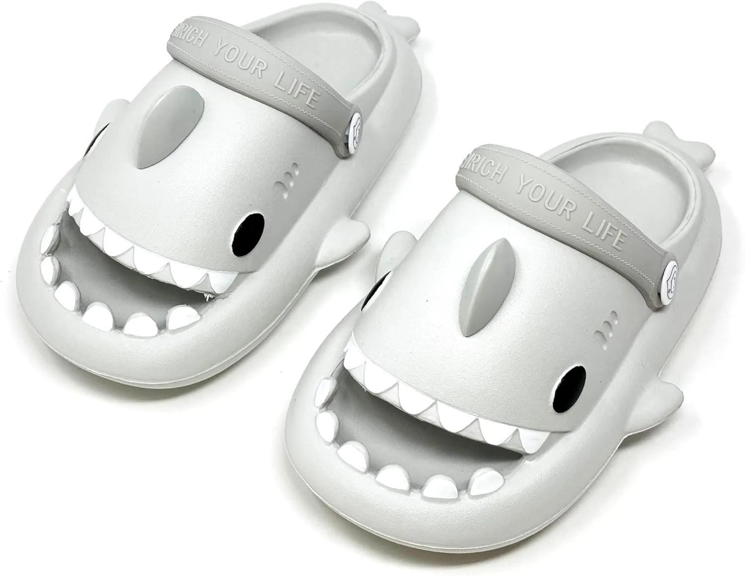 allgala Shark Slides Slippers with Backtrap Non-Slip Novelty Open Toe Sandals for Boys Girl Indoor & Outdoor Comfy Cushioned Thick Sole Cute Cartoon Shower Cloud Slippers Beach Pool Shoes