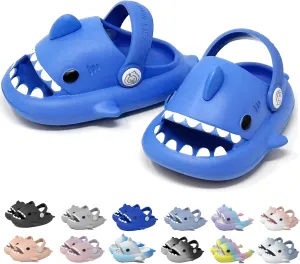 allgala Shark Slides Slippers with Backtrap Non-Slip Novelty Open Toe Sandals for Boys Girl Indoor & Outdoor Comfy Cushioned Thick Sole Cute Cartoon Shower Cloud Slippers Beach Pool Shoes