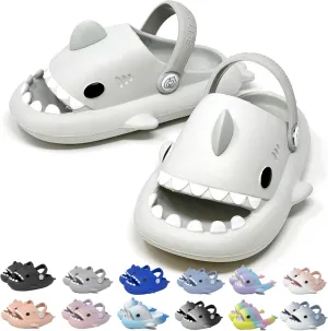 allgala Shark Slides Slippers with Backtrap Non-Slip Novelty Open Toe Sandals for Boys Girl Indoor & Outdoor Comfy Cushioned Thick Sole Cute Cartoon Shower Cloud Slippers Beach Pool Shoes