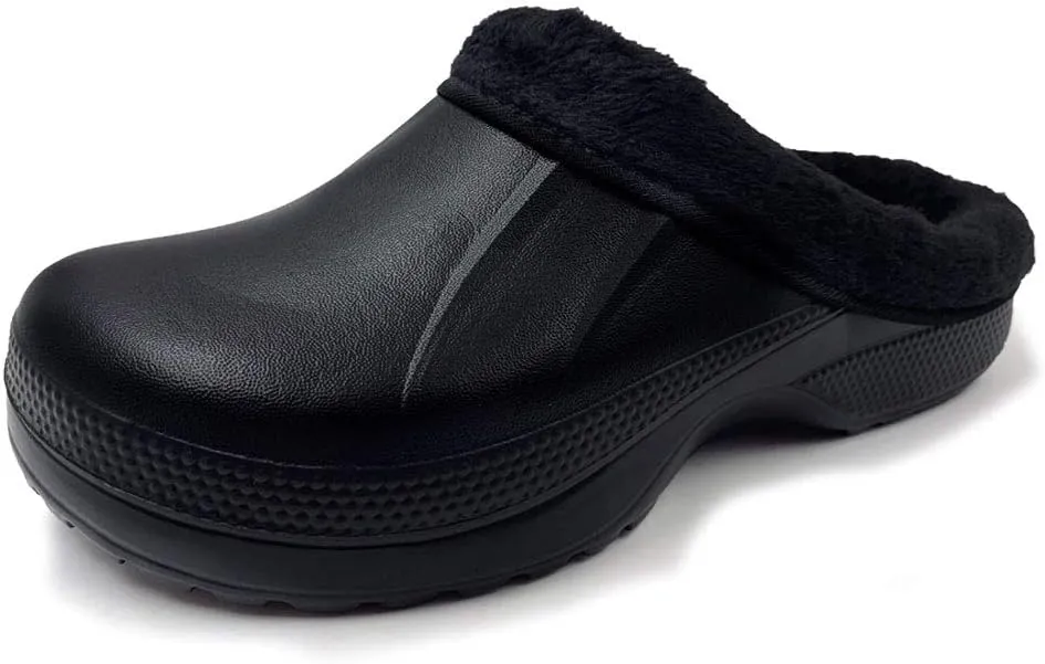 Amoji Fur Lined Clogs Fleece Garden Slippers House Home Winter Clogs Shoes