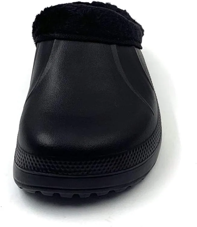 Amoji Fur Lined Clogs Fleece Garden Slippers House Home Winter Clogs Shoes