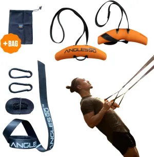 Angles 90 Sling Trainer - Compact All-in-One Suspension Trainer with A90 Grip Handles for Door Pull-Ups - Barless Dips - Home Gym & Workout Equipment