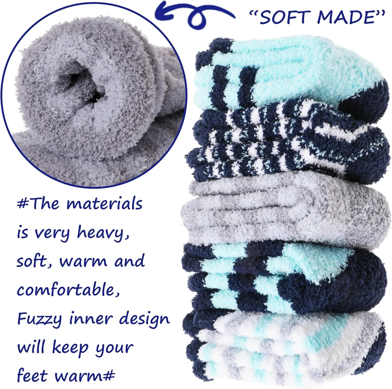 Anlisim Womens Fuzzy Socks Cozy Fluffy Winter Cabin Slipper Warm Fleece Soft Thick Comfy Socks