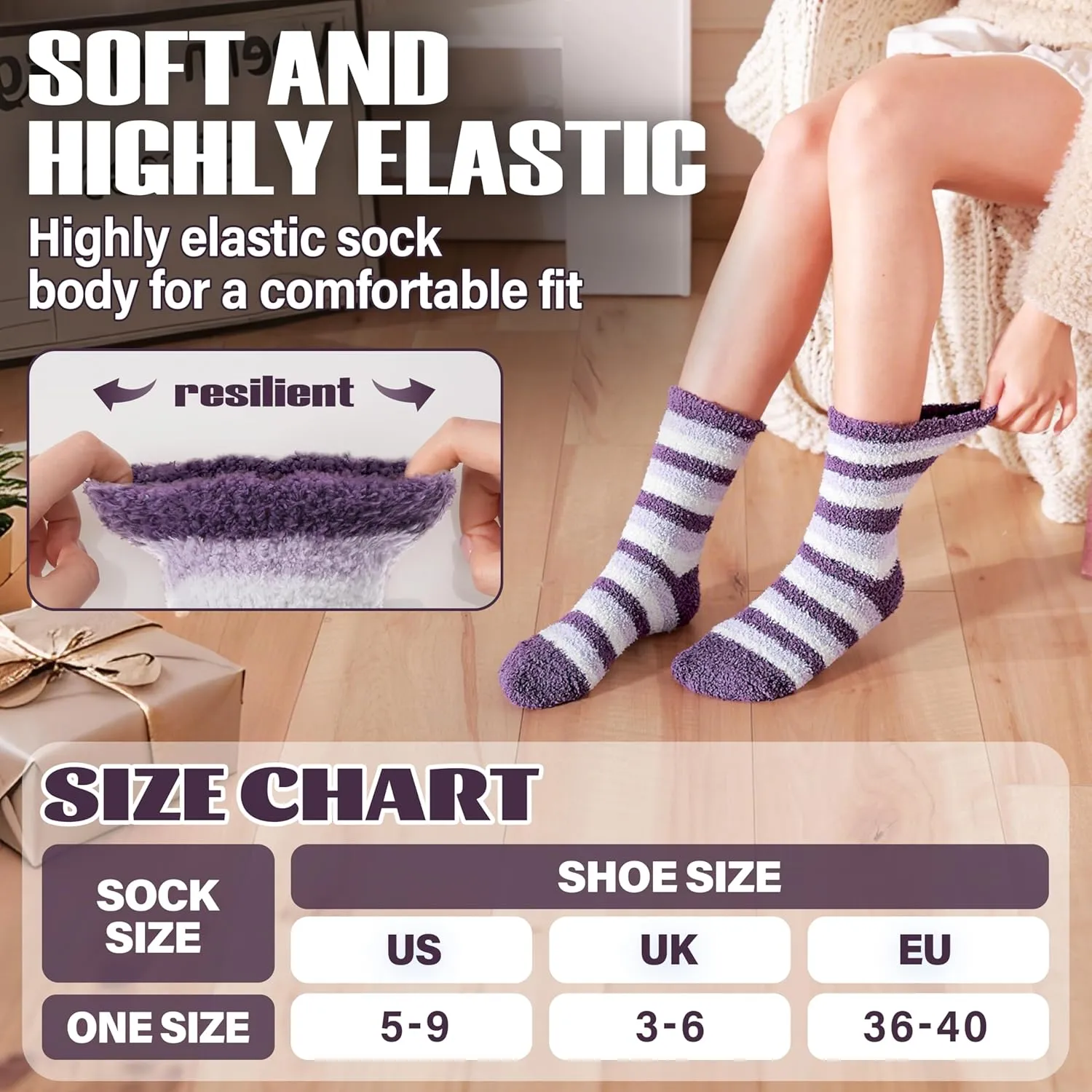 ANTSANG Women's Fuzzy Slipper Socks - Winter Fluffy Comfy Cozy Cabin Warm Home Socks