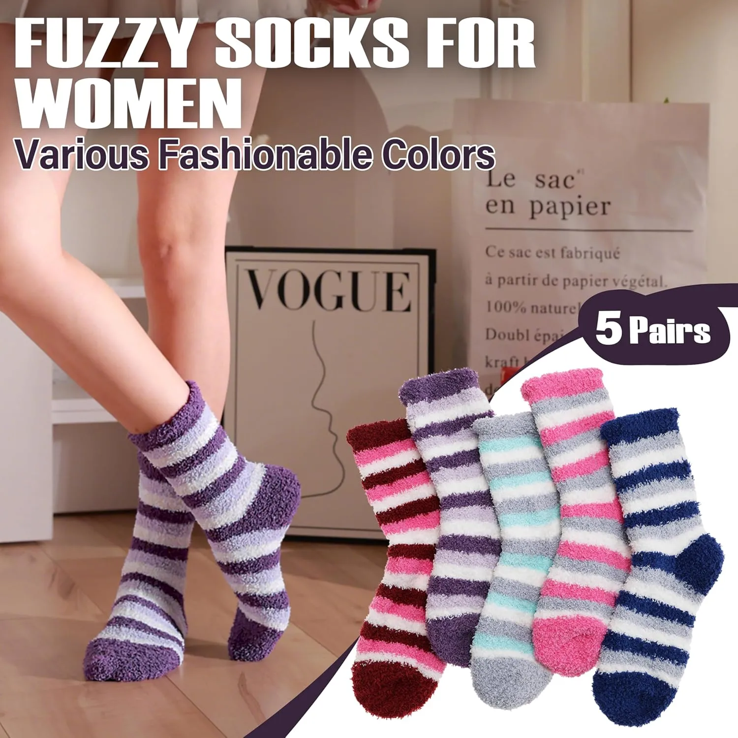 ANTSANG Women's Fuzzy Slipper Socks - Winter Fluffy Comfy Cozy Cabin Warm Home Socks