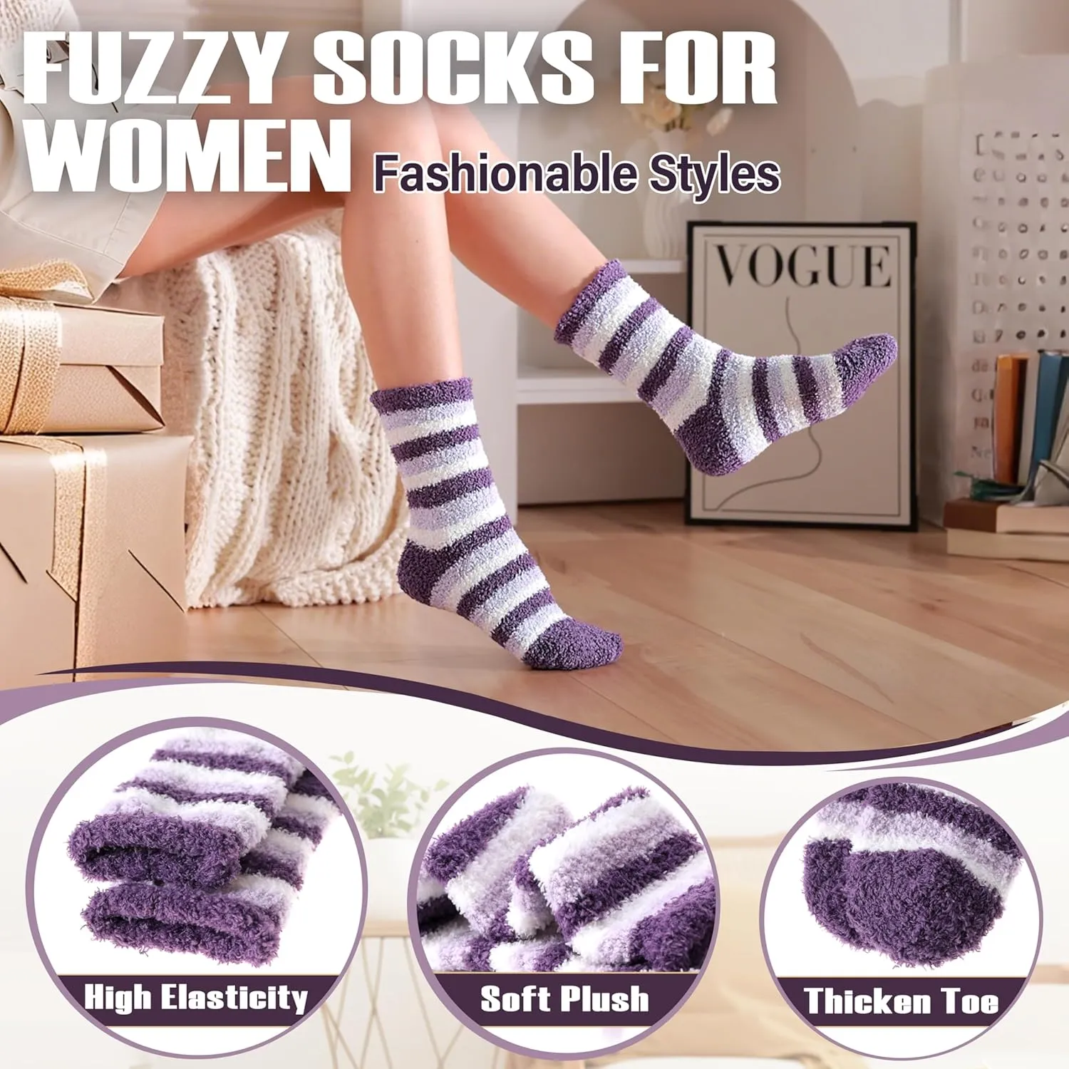 ANTSANG Women's Fuzzy Slipper Socks - Winter Fluffy Comfy Cozy Cabin Warm Home Socks