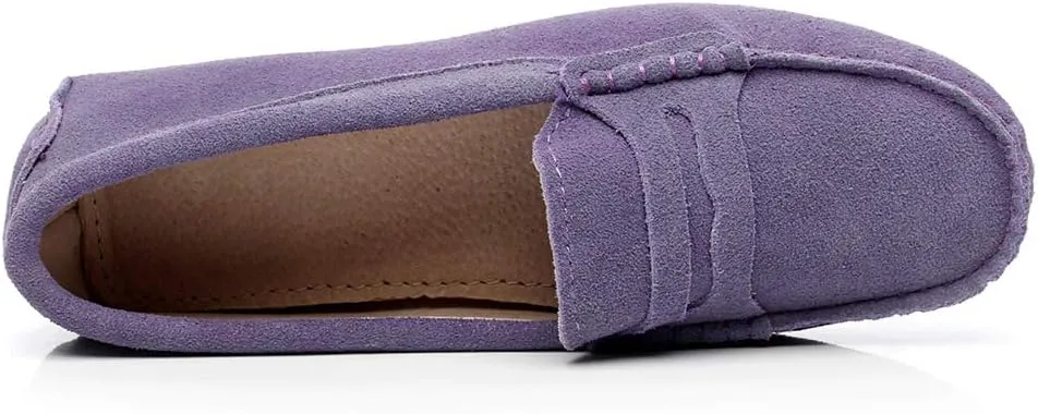 ANUFER Women's Classic Suede Penny Loafers Comfort Handmade Slipper Moccasins