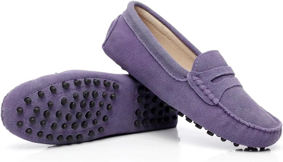 ANUFER Women's Classic Suede Penny Loafers Comfort Handmade Slipper Moccasins