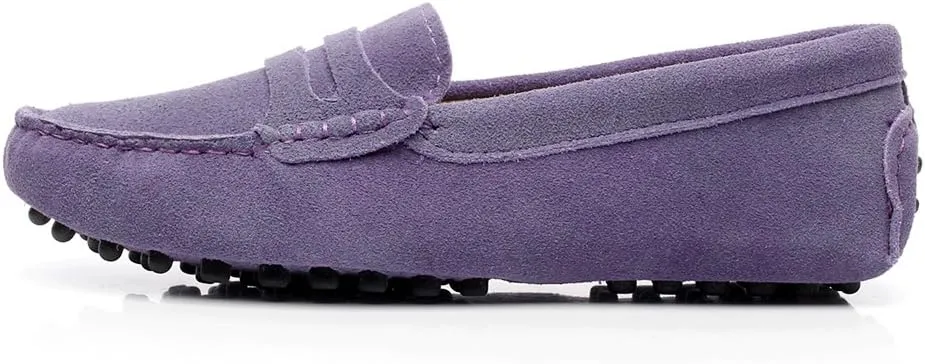 ANUFER Women's Classic Suede Penny Loafers Comfort Handmade Slipper Moccasins