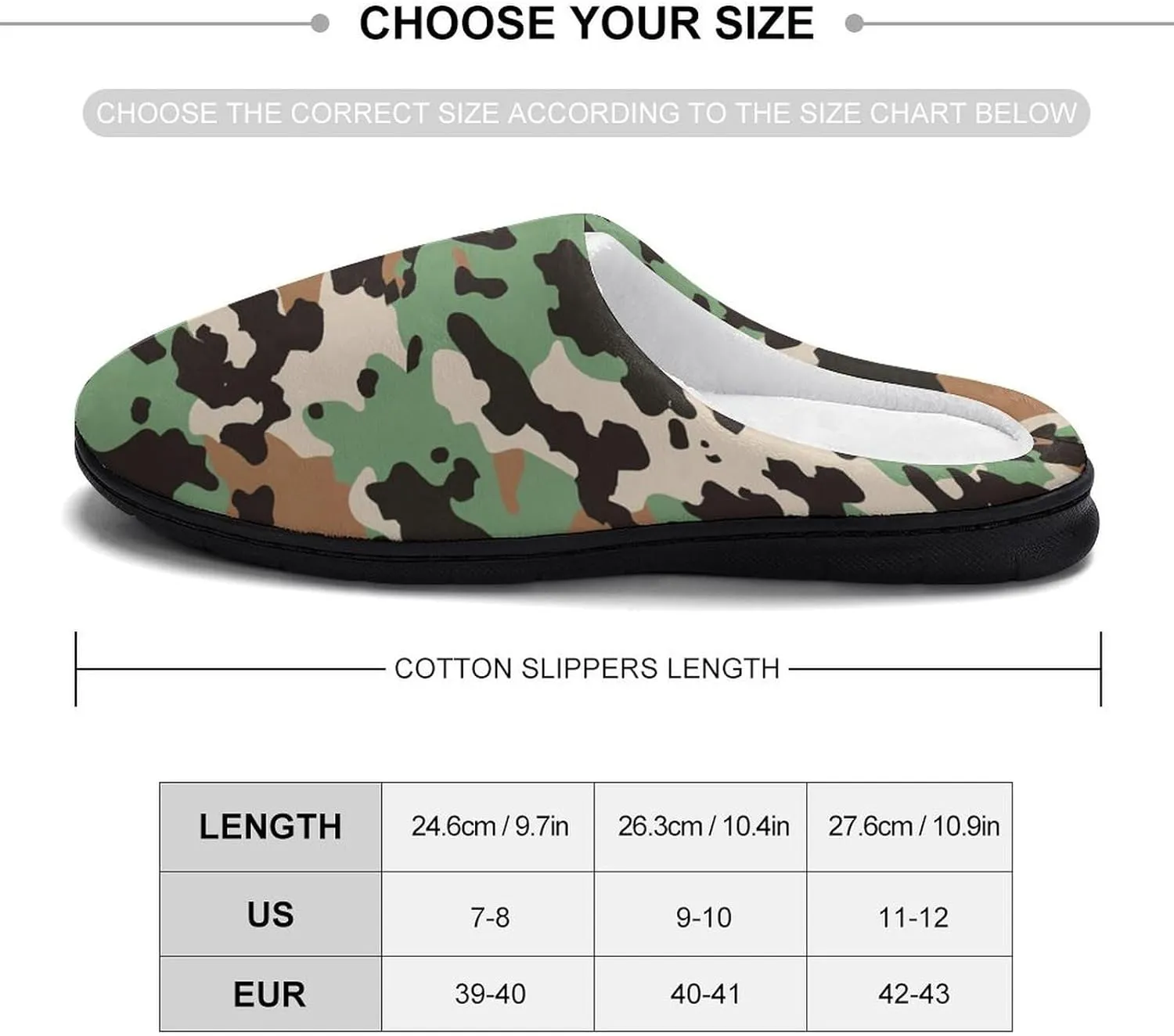 Army Green Camouflage Women's Cotton Slippers Non-Slip Bedroom Slipper Cute House Shoes for Indoor And Outdoor