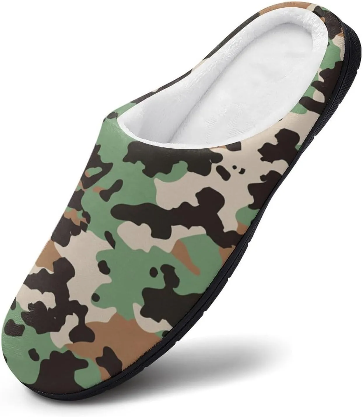 Army Green Camouflage Women's Cotton Slippers Non-Slip Bedroom Slipper Cute House Shoes for Indoor And Outdoor