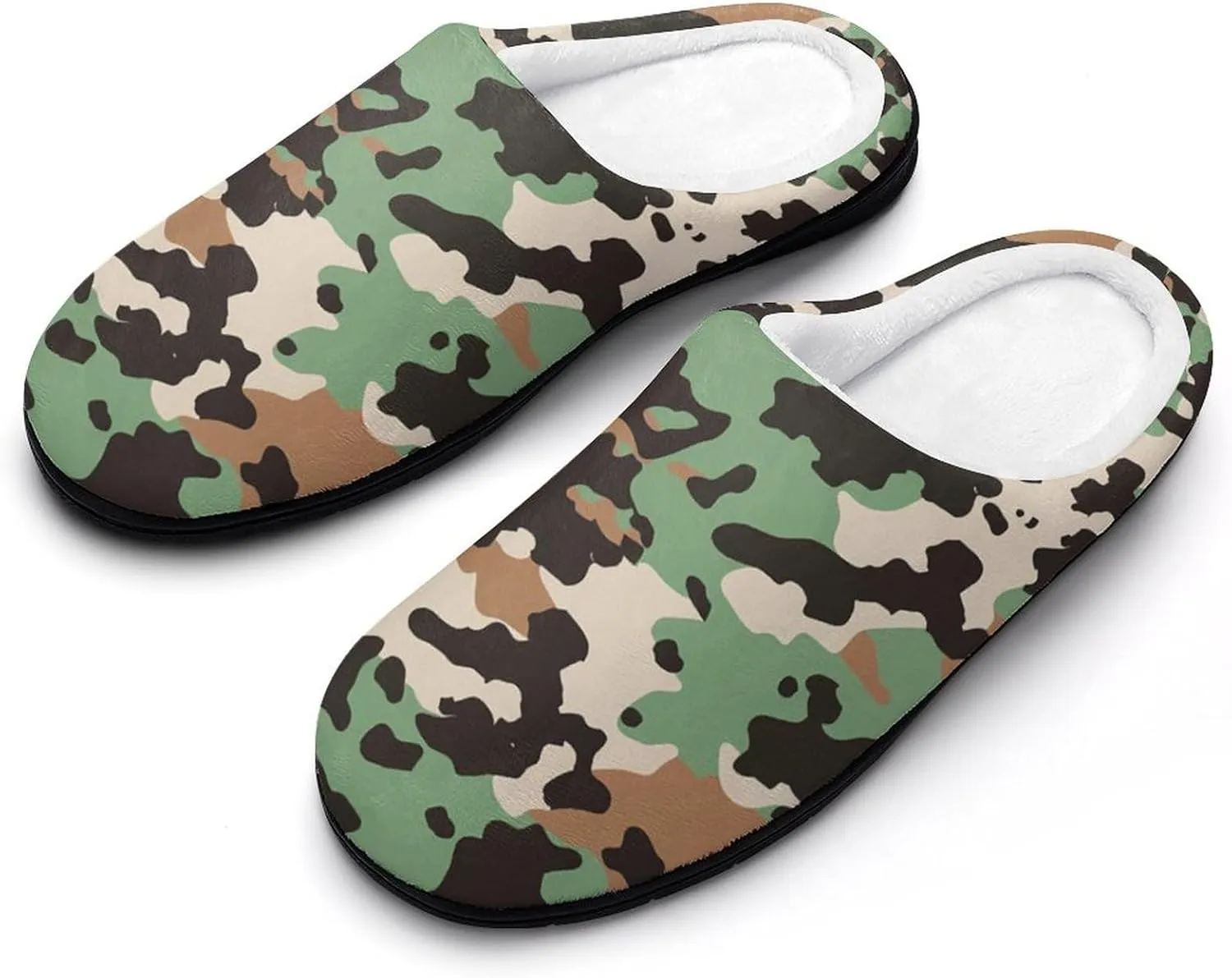 Army Green Camouflage Women's Cotton Slippers Non-Slip Bedroom Slipper Cute House Shoes for Indoor And Outdoor