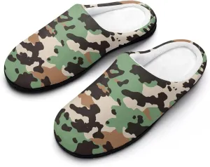 Army Green Camouflage Women's Cotton Slippers Non-Slip Bedroom Slipper Cute House Shoes for Indoor And Outdoor