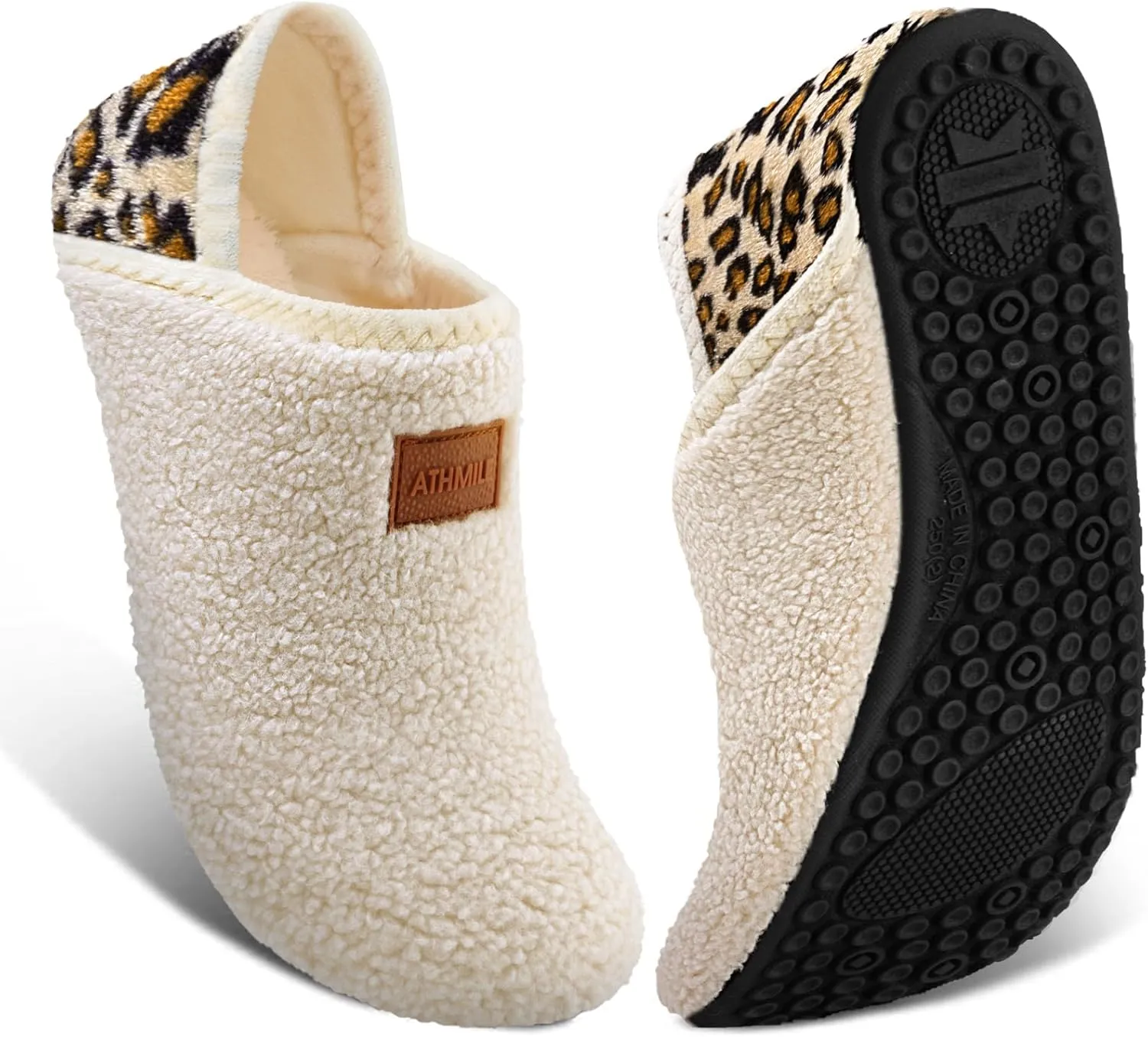 ATHMILE House Slippers for Women Men Indoor Barefoot Slippers Socks Furry Slip on House Shoes Cozy Comfy Slippers for Home Bedroom Travel Yoga