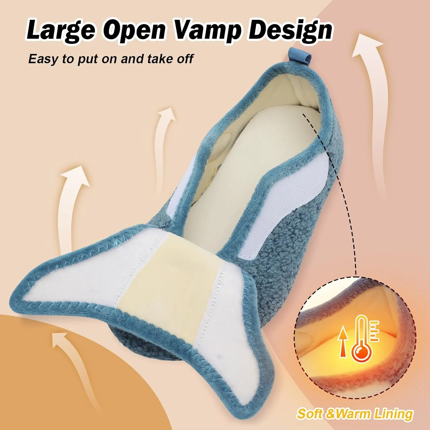 BARERUN Slippers for Women Men Wide House Diabetic Shoes for Women Men Warm Arthritis Edema Swollen Neuropathy Socks Slip on Adjustable Fuzzy Comfy Soft Womens Mens Bedroom Sliipers