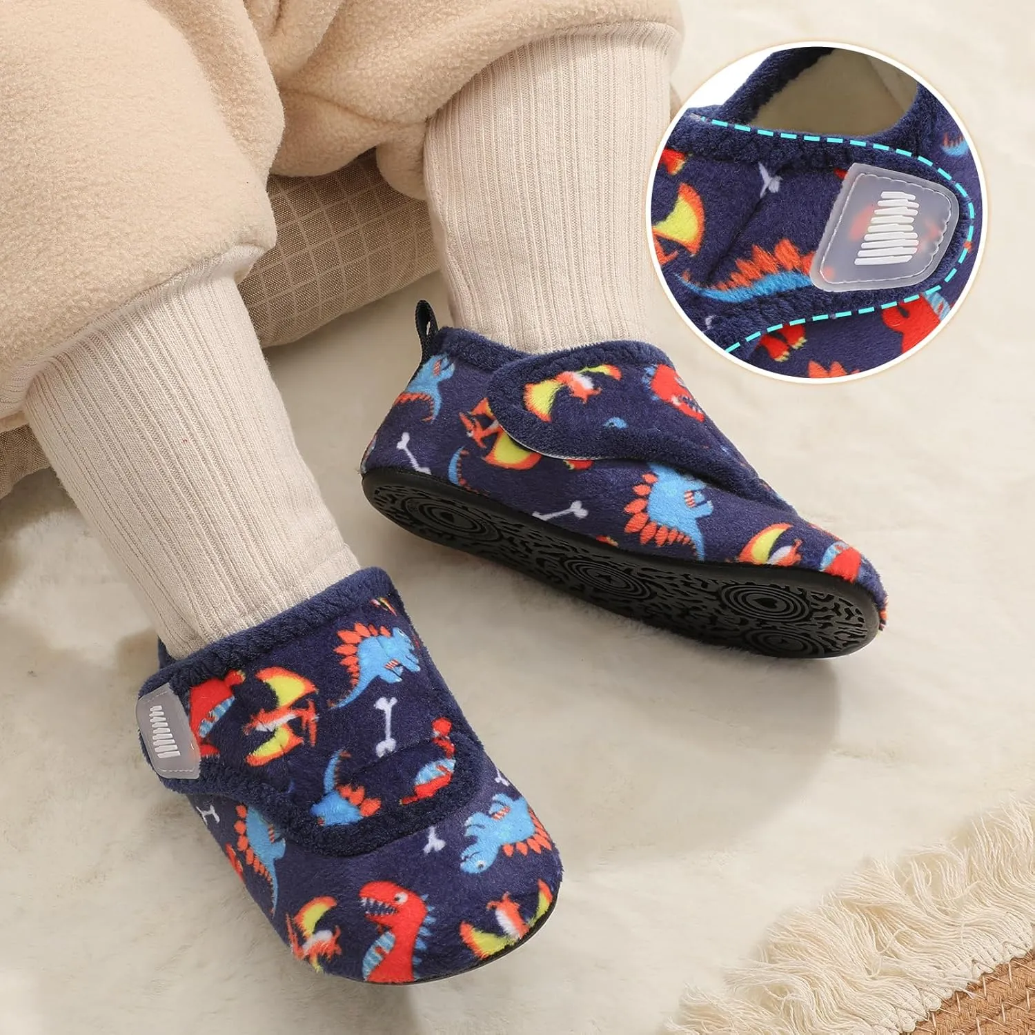 BARERUN Toddler Slippers Boys Girls House Shoes Warm Kids Slippers With Non-Slip Rubber Sole Fuzzy Cozy Walking Shoes Indoor/Outdoor