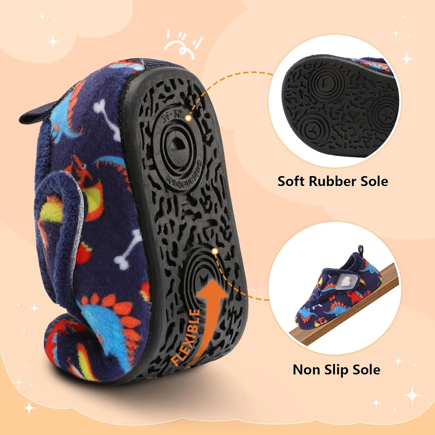 BARERUN Toddler Slippers Boys Girls House Shoes Warm Kids Slippers With Non-Slip Rubber Sole Fuzzy Cozy Walking Shoes Indoor/Outdoor