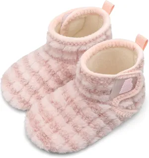 BARERUN Toddler Slippers Girls Boys House Shoes Baby Winter Booties Plush Cozy Kids House Slipper Warm Lightweight Infant Walking Shoes Socks