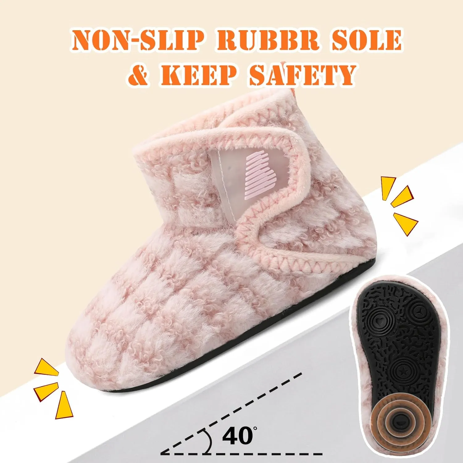 BARERUN Toddler Slippers Girls Boys House Shoes Baby Winter Booties Plush Cozy Kids House Slipper Warm Lightweight Infant Walking Shoes Socks