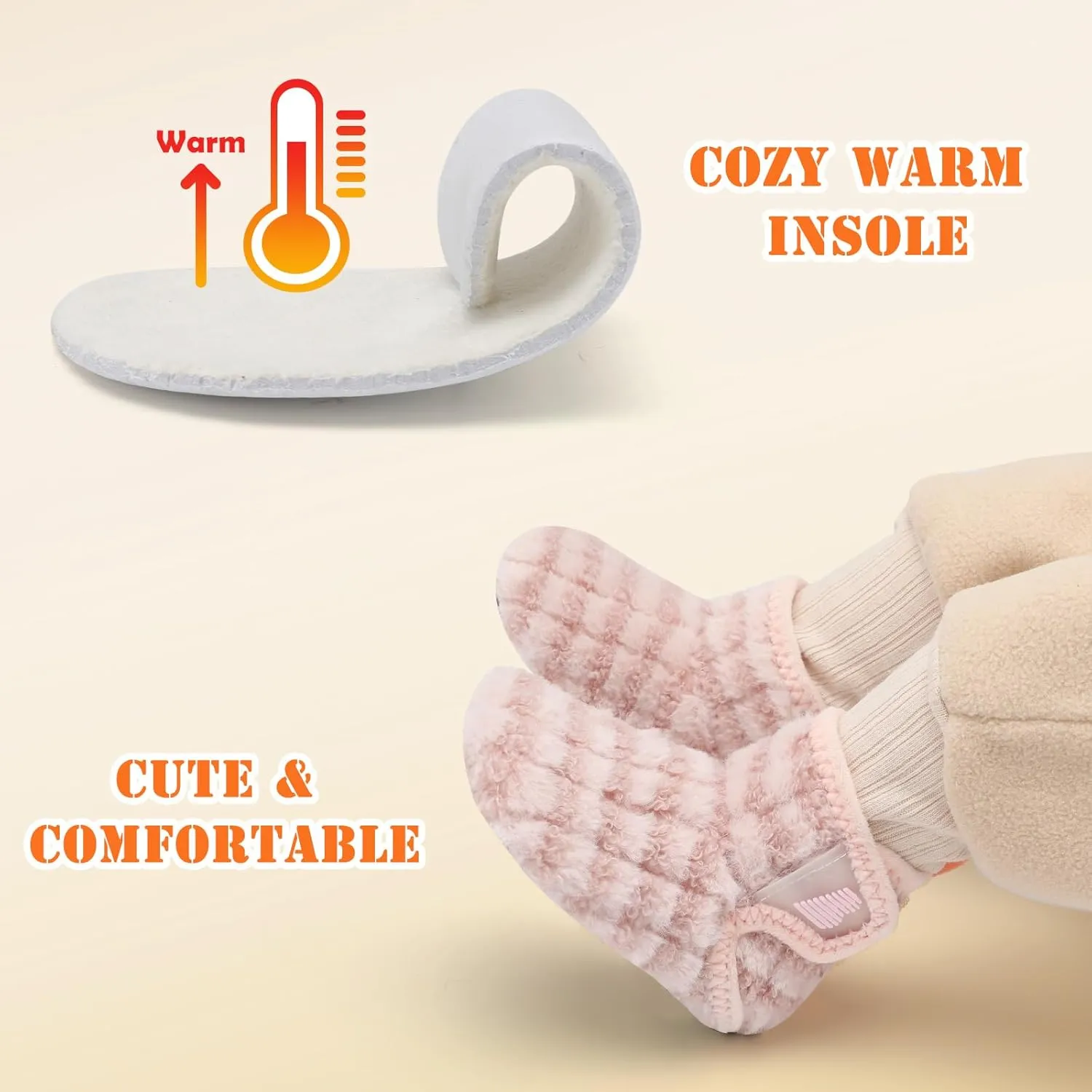 BARERUN Toddler Slippers Girls Boys House Shoes Baby Winter Booties Plush Cozy Kids House Slipper Warm Lightweight Infant Walking Shoes Socks