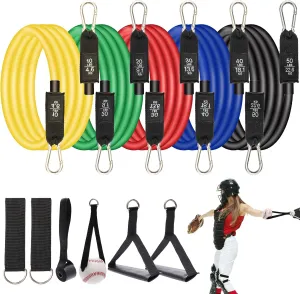 Baseball Resistance Trainer Coolrunner Exercise Bands, Training Aid for Baseball Softball Pitchers, Base Ball Stretching Bands with Interchangeable Grips to Build Arm Strength