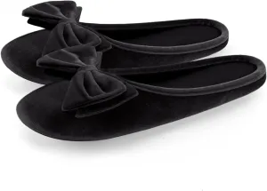 BCTEX COLL Women's Fancy House Slippers with Bow, Ladies Sexy Velvet Ballerina Slipper