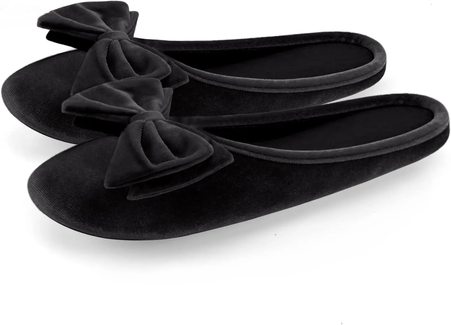 BCTEX COLL Women's Fancy House Slippers with Bow, Ladies Sexy Velvet Ballerina Slipper