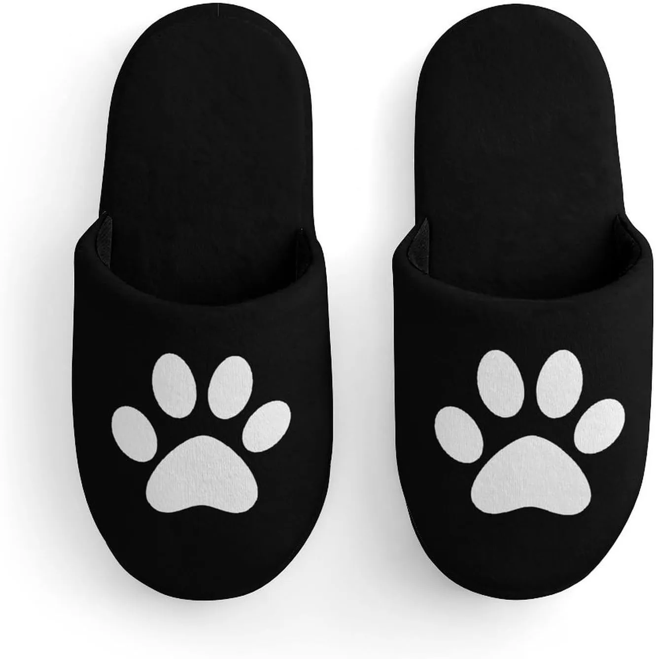 Black Animal Paw Print Child Warm Slippers, Cozy Anti Slip Lightweight for Boys Girlsautumn And Winter Shoes